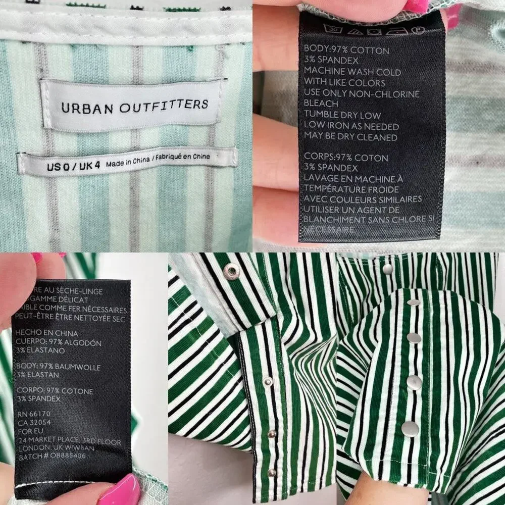 Urban Outfitters Sleeveless Striped Corduroy Snap Front Mini Jumper Dress Size 0